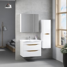 Denko İdea 80 Cm Mdf Beyaz Banyo Dolabı Takımı Ve Boy Dolabı Beyaz