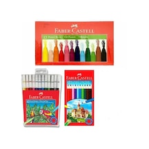 3 Lü Boyama Seti - 12'li Kuruboya 12'li Keçeli Kalem 12'li Pastel Karışık