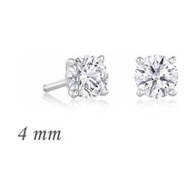 Gümüş Yuvarlak Tek Taş Zirkon Küpe - 4 Mm Gold - Rose Gold