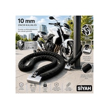 10 Mm 3 Metre Kesilmez Motosiklet Zinciri Motor Kilidi Scooter Güvenlik Kilidi Siyah