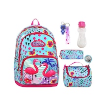 3 Göz Dream Flamingo Okul Çantası + Termal Beslenme + Kalemlik + Anahtarlık + Suluk Kız Sırt Çantası