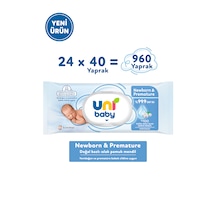 Uni Baby Newborn & Premature Yenidoğan Islak Pamuk Mendil 24x40 960 Yaprak 24'lü Set