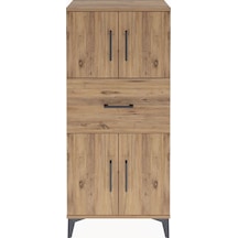 Arges Dolap Tek Raflı Tek Çekmeceli 4 Kapaklı 60x30x134 Çam-çam Çam