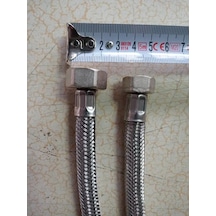 100 Cm Flex Paslanmaz Çelik Örgülü Bağlantı Hortumu 3/8 1/2 Rekorlu 25 Ad Gümüş