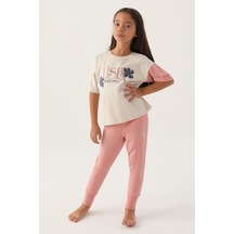 U.s. Polo Assn Lisanslı Rose Bej Kız Çocuk Pijama Takımı 5274-43161 Bej