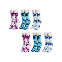 Genel Unisex Batik Desenli Çorap 6'lı Set Pamuklu Renkli Uzun Soket Dikişsiz Çok Renkli / 39-44 / 6 Adet Çok  Renkli