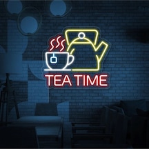 Tea Tıme Yazılı Ve Şekilli Neon Tabela Çok Renkli