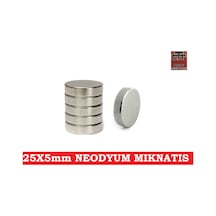 Neodyum Mıknatıs-Güçlü Miknatis Çap 25Mm X Kalinlik 5... 2 Adet