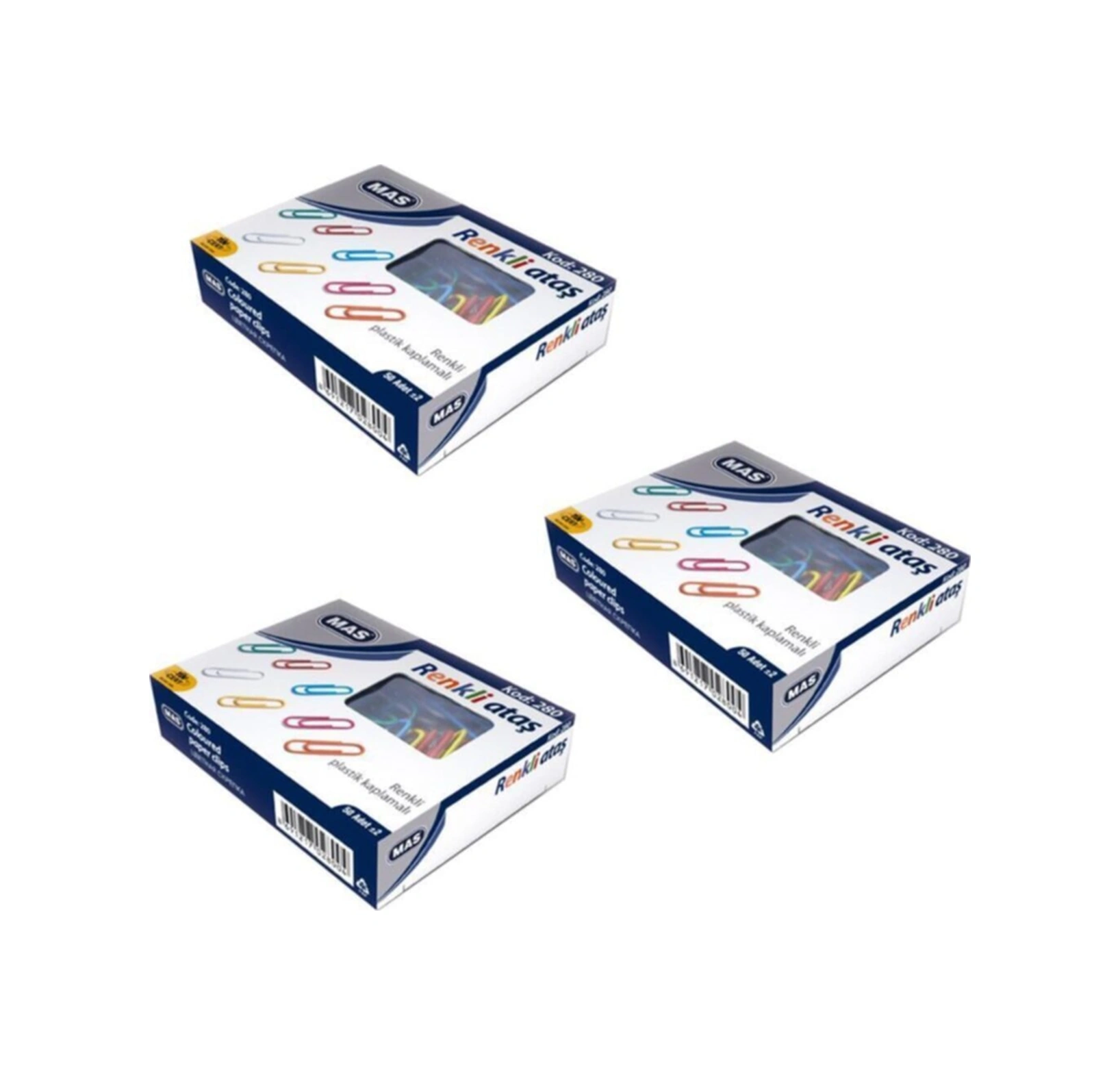 280 Pls Renkli Ataç Pvc Kaplı 28 Mm 3 Adet