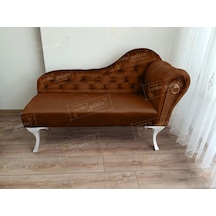 Ters Kol Dekoratif Bihter Koltuk Josefin Puf 120 Cm Beyaz Ayak Kahve