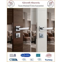 Çelebi Lama Rozetli İç Kapı Kolu - Parlak Nikel - Oda