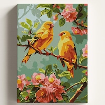 Sayılarla Boyama Tuval Hobi Seti, Sarı Kanarya Temalı Fırça Ve Boya Dahil Set Çıtalı 50x70 Cm, Kendin Yap Sayı