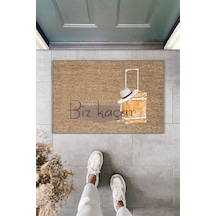 Rugmood Modern Dijital Baskı - Biz Kaçar Paspas - Kapı Önü Paspası Kahverengi