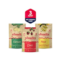 Freeze Dried 3'lü Mix Avantaj Paketi Dondurularak Kurutulmuş Çilek-kavun-muz Kuru Meyve Cipsi 50 G