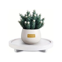 Willowhaven Beyaz Doğal Rubberwood Yuvarlak Dekoratif Tepsi - Çiftlik Evi, Modern Beyaz