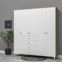 5 Kapılı 4 Çekmeceli Gardırop Mdf Siyah