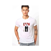 Leon Mathilda Retro Movie Baskılı Beyaz Erkek Tshirt Leon Mathilda Retro Movie Baskılı Beyaz Erkek Tshirt