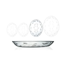 Decocia 1 Adet 29 Cm Oval Cam Salata Sunum Tabağı Sürgün Desenli