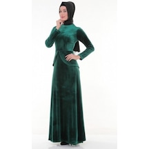 Nidya Moda Büyük Beden Elbise-4044Y Yeşil