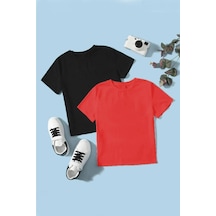 Uyguntarz Çocuk 2'li Pamuklu Rahat Kalıp Tshirt Kırmızı