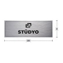 Stüdyo Yazılı - Metal - Gümüş Renk - Kapı İsimliği - 20x7 Cm