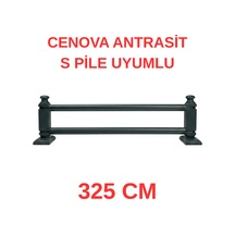 Cenova S Pile Ve Perde Düğmesi Uyumlu Çetray Çift Raylı Modern Ahşap Rustik Antrasit 325 Cm Antrasit