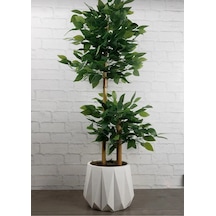 Rüzgar Yapay Çiçekçilik 110 Cm 2 Gövdeli Bambu Ağacı Saksı Modeli Degisebilir Yeşil