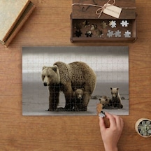 Boz Ayı Ve Yavruları Tasarımı 240 Parça Ahşap Puzzle Ahşap Kutuda Mpy20437