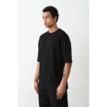 Barlashive Erkek Tişört Düz Basic Penye Yazlık Bisiklet Yaka Kısa Kol T-shirt - Siyah Çok Renkli