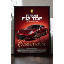 Ferrari F12 Tdf Siyah Ahşap Çerçeveli Poster, Dekoratif Araba Duvar Tablosu