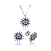 Himarry 925 Ayar Gümüş Güneşli Nazar Set 1.50 CM-Gümüş