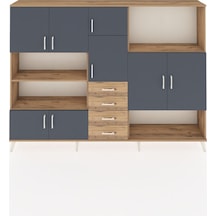 Arges Dolap 10 Raflı 4 Çekmeceli 8 Kapaklı 220x30x163 Çam-antrasi Çam-antrasit/çam