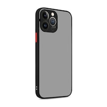 Apple Uyumlu iPhone 13 Pro Max Kenarları Renkli Arkası Buğulu Şık Hux Silikon Kılıf Siyah