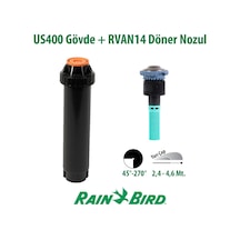 Rain Bird Rvan14 Döner Nozul Açı Ayarlı 2,4 - 4,6 Mt. Ve Us400 Boş Gövde Seti