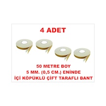 Çift Taraflı İçi Köpüklü Sarı Bant 50 M. Uzunlukta 5 Mm-0,5 Cm Ebatında 4 Adet