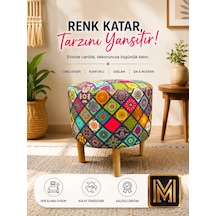 Diday Çini Puf F Trend Puf Koltuk Puff Bench Dekoratif Bohem Doğal Gürgen Ayak Amaçlı Bahçe Balkon Çok Renkli