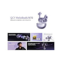 Melobuds N70 Bluetooth Kulaklık, Hi-res Audio, Ldac, 50db Hibrit Anc, Kablosuz Şarj, 50 Saat Pil Ömrü, 6 Mikrofon, Kulakiçi, Mor