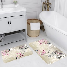 Rovigo Home Baskılı Kaymaz Taban 2 Li Banyo Paspas Takım Rvg5067-100X60-60X50 Çok Renkli