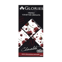 Glorıes Tablet Çikolata 100g Vişne Kakao - Vegan Bitter Çikolata 4'li Avantaj Paketi - 4 Adet Tarı