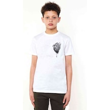 Tshirthane Kalbim Motorla Carpiyor Baskılı Unisex Çocuk Beyaz T-Shirt