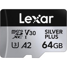 ﻿Lexar 64 GB Silver Plus 205 MB/s 4K V30 Uhsı Micro SD Hafıza Kartı