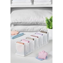 11 Bölmeli Çekmece İçi Katlanır Çamaşır Düzenleyici Organizer 11 X 11 X 38 Cm Kumaş Beyaz Diğer