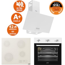 Afm Tech Ve Ferre Fowa Sessiz Elektrikli Vitro Beyaz D087-SA + V6-05 + FM7301 Ankastre Set