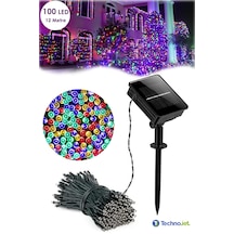 Technojet 100 Ledli 12 Metre Solar Şerit Bahçe Dekorasyon Aydınlatma Led Renkli Işık Güneş Enerjili RGB