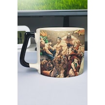 Street Fighter Baskılı Seramik Lüks Kupa 1 Adet Özel Siyah Kulp Dalga Kulp V1d Çok Renkli