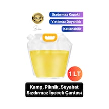 Premium 1 Lt Dayanıklı Yer Kaplamaz İçecek Çantası Sporcu Kapaklı Tutamaç Suluk Matara Kamp Piknik Çok Renkli