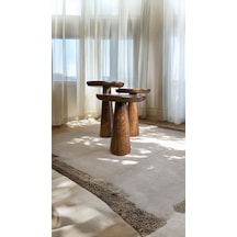 Wood Ahşap 3 Lü Set Fitilli Mantar Yan Sehpa Konik / Ceviz Renk