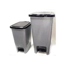 2 Adet Büyükboy Pedallı Çöp Kovası 40+15 Litre Metalik Gri Arkaplan Kırılmaz Çelik Tel Mekanizmalı