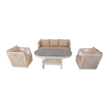 Psine Üçlü Rattan Bahçe Oturma Grubu 3+1+1+sehpalı Bahçe Takımı