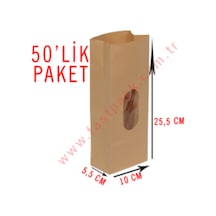 50 Adet 10Cmlik Pencereli Kraft Poşet
